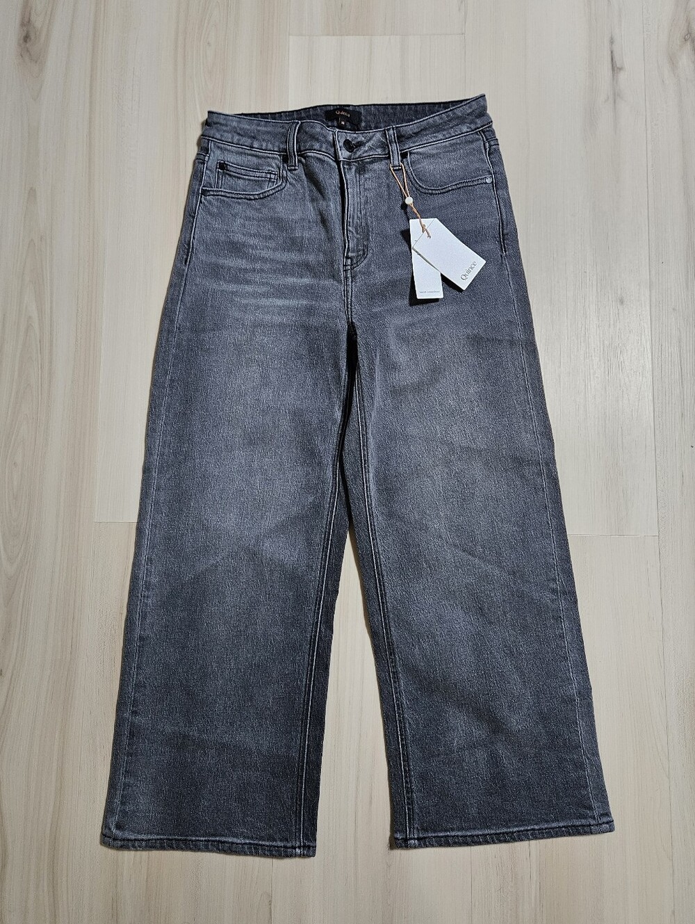 Quince Bella Stretch Relaxed Straight Jeans in Stonewashed Grey Size 30